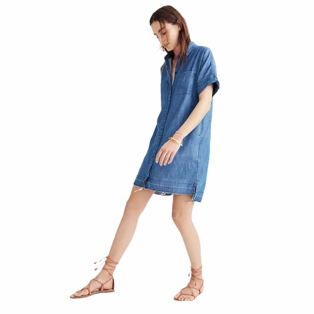 Madewell denim drop-hem shirtdress size XS NWT